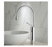 Chrome Tall Brass Kitchen Faucet with Marble Base, Swivel Sink Mixer Tap, Elegant Gold Finish, Water Tap for Kitchen and Bathroom Vanity.