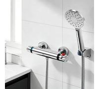 Chrome Thermostatic Exposed Shower Mixer Bar Set Round Square Head Design