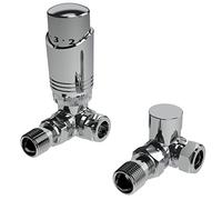 Chrome Thermostatic Radiator Valve Angled Corner Straight TRV Radiator Thermostat Valves (Corner)