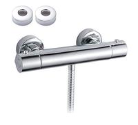 Chrome Thermostatic Shower Mixer Bar Modern Wall Mounted Shower Mixer Valve Anti Scald Tap Hot Cold Water Mixer Constant Temperature Control for Bathroom