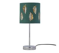 Chrome Touch Operated Table Lamp with Dark Green Fern Shade