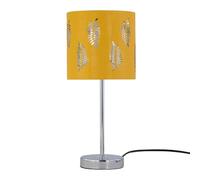 Chrome Touch Operated Table Lamp with Ochre Mustard Fern Shade