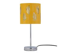 Chrome Touch Operated Table Lamp with Ochre Mustard Fern Shade First Choice Lighting Silver One Size