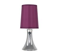 Chrome Touch Table Lamp 31CM Bedside Dimmable Light Fabric Shade & LED Bulb
