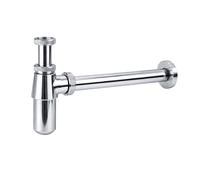Chrome Traditional Bottle Trap 1 1/4, Round Decorative P-Trap, Adjustable Waste Traps Plumbing Drain Tube for Bathroom Sink Basin Vessel, Chrome