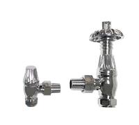 (Chrome) Traditional Thermostatic TRV Antique Design Angled Radiator Rad Valves Pair