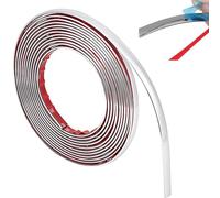 Chrome Trim,10mm x 5m Chrome Tape Self Adhesive,Silver Flexible Molding Trim Self Adhesive for Ceiling Walls Paneling,Metal-Like Electroplated Bright Silver Tape, Flexible Chromes Car Strip
