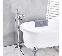 Chrome Tub Mixer Tap Floor Mounted Bathtub Bathroom Standing Faucet Mixer Abs Handheld Shower Mixer Tap Filler,