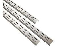 Chrome Twin Slot Upright (1980mm) - Adjustable Shelving System, Durable Steel Construction, Antimicrobial Finish, Compatible with 32mm Pitch (1 Piece)