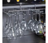 Chrome Under Shelf Hanging Metal Wine Glasses Stemware Rack