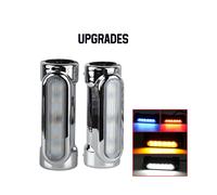 (Chrome upgradge) For Harley turn signal Bike Touring Moto Bumper light Motorcycle Highway Bar Switchback Driving Light White Amber LED Crash