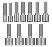 Chrome Vanadium for Impact Socket Set 4-13mm Hex Shank Non Magnetic Deep 6 Point for Power Drills for SAE Metric Sizes Tough(L)