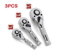 Chrome Vanadium Ratchet Set 3pc 72-Tooth for Quick Release Chrome | 72-tooth mechanism, 5-degree swing , tight space for access, chrome vanadium steel, 3-piece set