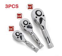 Chrome Vanadium Ratchet Set 3pc 72-Tooth Short Handle | 72-tooth mechanism, 5-degree swing, chrome vanadium steel, 3-piece set, auto repair