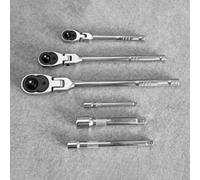 Chrome Vanadium Ratchet Set 6-Pc Flexible Head(B) | for cr-v steel build, drop for forged, heat treated, anti-rust finish, construction