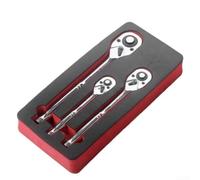 Chrome Vanadium Ratchet Spanner Set 3pc Hardened Finish(3 Pieces Of Gourds) | for Quick release button, chrome vanadium steel, smooth ratcheting action, 3-piece kit, organized storage
