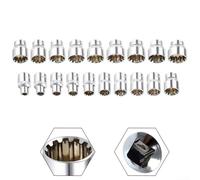 Chrome Vanadium Steel 12 Point Socket Bit Adapter for Ratchet Wrench, 3/8 Inch Drive, Short Mirror Socket Head for Torx Bit Ratchet (15mm)