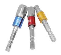 Chrome Vanadium Steel Hex Shank to Square Extension Bar Adapter 3PC Set Durable Socket Wrench Adapter for Mechanics DIY Enthusiasts Yellow Red Blue 1/4in 3/8in 1/2in