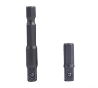 Chrome Vanadium Steel Socket Adapter Kit Featuring 1/4 Inch Hex Shank Design, Includes Two Pieces At 25mm And 50mm Lengths For Secure Fit In Quick Change Or Standard Drill Chucks
