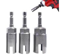 Chrome Vanadium Steel Wing Nut Drill Bits, 1/4 Hex Shank Nut Drivers, 3Pcs Wing Nut Drivers, Slotted Wing Nut Drill Sleeves For Hurricane Shutters Installation, Ram/Electric Drill Sleeve Tools