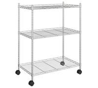 (chrome) vidaXL Storage Shelf with Wheels Shelving Unit Workshop Storage Rack Unit