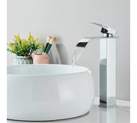 Chrome Waterfall Wash Vessel Mixer Tap Mono Single Lever Tall Bathroom Sink Taps