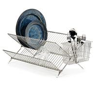 Chrome X Shape Dish Cups Dry Drainer Rack Cutlery Holder Folding (X Shape Drainer with Cutlery Caddy)