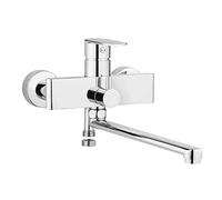Chromed Wall-Mounted Washbasin Mixer with Elongated Spout and Hose Connection Alpina BGA 056M