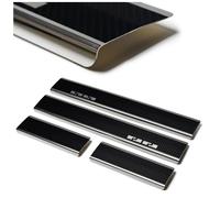 CHROMEMASTER | Door Sill Protectors Compatible with Skoda Kamiq 2019+ | Stainless steel, Black | Silver; Scratch Protection for Door Sills - Self-Adhesive Car Accessory - Set of 4 pcs
