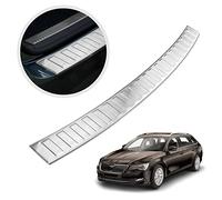 CHROMEMASTER | Load Sill Guard; Rear Bumper Protector Compatible with Skoda Superb 3 Estate 2015-2023 | Brushed stainless steel, matt silver | Protective Strip Secures the Rear Bumper from Damage