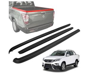 CHROMEMASTER Pickup Side Rail Edge Protector Compatible with SsangYong Musso Pick-up 4D 2018+ | Pickup Truck Bed Rail Cover; Cargo Bed Rail Guard; Tailgate Edge Trim; Easy Installation