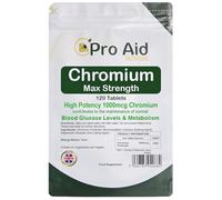 Chromium 1000mcg Picolinate Tablets | 120 Pack | Max Strength | Healthy Metabolism, Blood Glucose | UK Made | Letterbox Friendly | Vegan | by ProAid