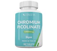 Chromium Picolinate 1000mcg - 1 Year Supply 365 Vegan Tablets High Strength Chromium Supplement UK Manufactured.