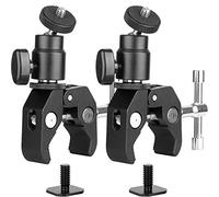 ChromLives 2Pack Camera Clamp Mount Ball Head Monitor Clamp - Super Clamp and Mini Ball Head Hot Shoe Mount with 1/4"-20 Tripod Screw for LCD/DV Monitor, LED Lights, Flash Light,Microphone and More