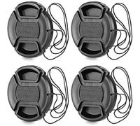 ChromLives 58mm Lens Cap with Lens Cap Leash Hole Bundle Compatible with Nikon Canon DSLR Cameras (58mm)- 4 Pack