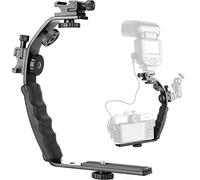 ChromLives Camera L Bracket Mount Video Grip L-Bracket with Dual Flash Cold Shoe Mount 1/4" Tripod Screw, Heavy Duty Padded Hand Grip for DSLR Camera Camcorder