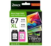 Chromojet 67XL Ink Cartridges Black/Color Combo Pack Compatible for HP 67XL Compatible for HP Ink 67 XL Fit for DeskJet 2855e 2800e 4155e 2755e 2700 2700e 4100 4255e Envy 6055e 6455e 6000 6400 Printer