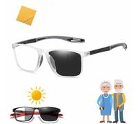 Chromoscope Glasses, Manly Kicks Reading Glasses Men, Intelligent Reading Glasses, Sports Tr Square Frame Ultra-Light Anti-Blue Light Reading Glasses (D,+350)