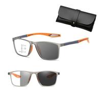 Chromoscope. Reading Glasses, Sport Intelligent Photochromic Progressive Bifocal Presbyopia Glasses for Men Women, Color-Changing Anti-Blue Light Presbyopia Glasses (Orange,3.5 x)