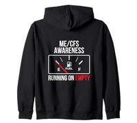 Chronic Fatigue ME/CFS Awareness Empty Tank Long Covid Zip Hoodie