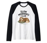 Chronic Fatigue ME/CFS - Slow Mornings Club Sloth Raglan Baseball Tee