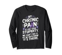 Chronic Pain Awareness Purple Ribbon Warrior Chronic Illness Long Sleeve T-Shirt