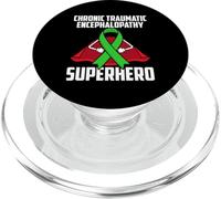 Chronic Traumatic Encephalopathy Superhero Teal Ribbon PopSockets PopGrip for MagSafe