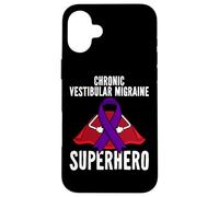 Chronic Vestibular Migraine Superhero Warrior Purple Ribbon Case for iPhone 16 Plus