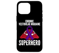 Chronic Vestibular Migraine Superhero Warrior Purple Ribbon Case for iPhone 16 Pro Max