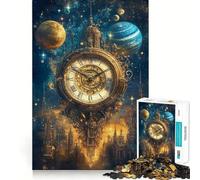 Chrono Cosmos Celestial Clockwork Jigsaw Puzzle 1000 Piece for Adults Stress Less Indoor Fun Home Enjoyable Night Play (38x26cm)