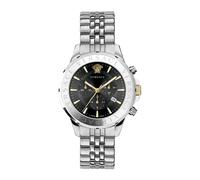 Chronograph Signature Steel Black Dial Watch, male, Versace, Watches, Gray, ONE SIZE, Accessories ONE SIZE