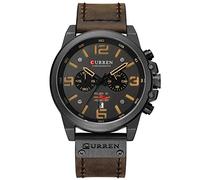 Chronograph Sports Men Watch Army Military Date Quartz Men Wrist Watch Reloj Hombre (Black Black Brown)