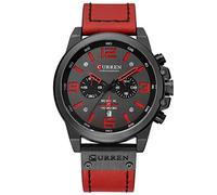 CURREN Chronograph Sports Men Watch Army Military Date Quartz Men Wrist Watch Reloj Hombre (Black red)