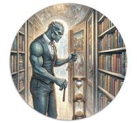 Chronology Librarian 1000 Piece Jigsaws Magic Fantasy Round Puzzle for Adults And Kids Modern Unique Challenge Games Scene Creative 1000pcs (67.5x67.5cm)